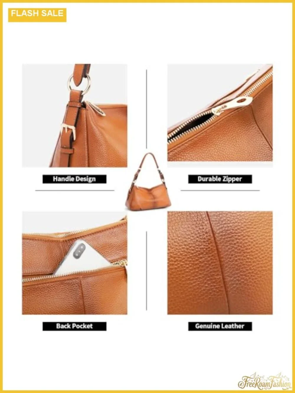 Vintage Leather Hobo Bag Women Adjustable Handle Top Grain Pebbled Cowhide